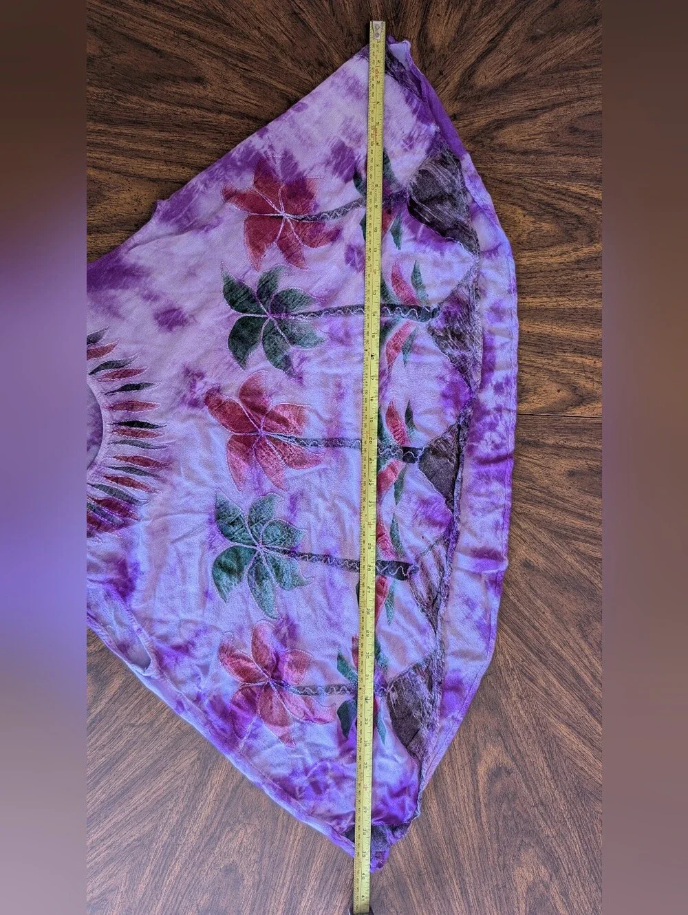 Vintage Pink & Purple Tie Dye Palm Tree Embroidered Flowy Sleeveless Shirt, OS - Picture 10 of 12